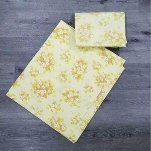 Vintage Pacific Miracle Bright Yellow Spring Daisy‎ Blossom Floral Flat & Fitted